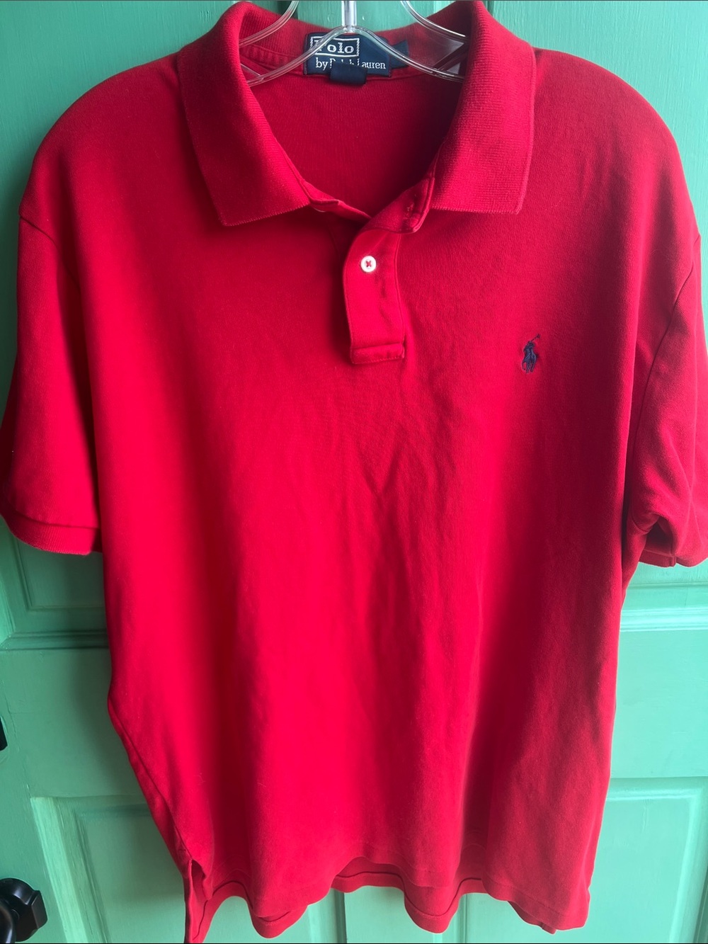 Ralph Lauren Red Polo with Navy Tag size large